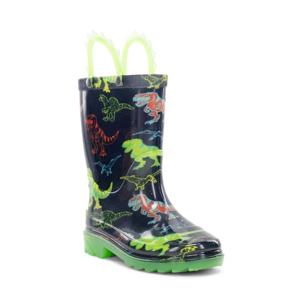 Toddler Dino Soar Rain Boots - Navy Blue 6T: Waterproof Light-Up Pull-On